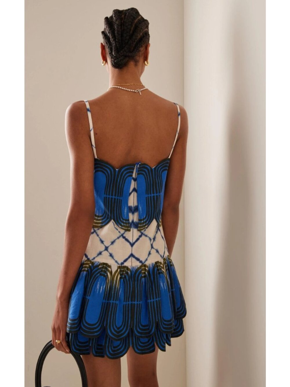 ALEXIS Bettina Linen Mini Dress Blue Ivory XS - Picture 6 of 9